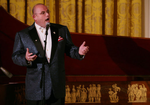 Tenor Ronan Tynan performs in the East Room of the White House Sunday evening, Feb. 25, 2007, during the State Dinner in honor of the Nation’s Governors. White House photo by Shealah Craighead