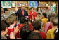 Mrs. Laura Bush and Interior Secretary Dirk Kempthorne swear in new Junior Rangers, students at Balboa Magnet Elementary School Wednesday, Feb. 28, 2007, in Northridge, Calif. The National Park Service Junior Ranger program provides activities in parks and partnering schools to teach young people about America's National Parks. White House photo by Shealah Craighead