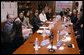 Mrs. Laura Bush takes part in a roundtable discussion at AlfaSol Literacy program Friday, March 9, 2007, in Sao Paolo, Brazil. Students who complete the literacy program are eligible to enter Brazil’s Youth and Adult Education (YAE) national program, which offers skills training for specific employment opportunities. White House photo by Shealah Craighead