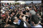 Hundreds of villagers greet President George W. Bush and Mrs. Laura Bush Monday, March 12, 2007, during their visit to Santa Cruz Balanya, Guatemala. White House photo by Eric Draper