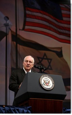 Vice President Dick Cheney delivers the keynote address at the American Israel Public Affairs Committee (AIPAC) 2007 Policy Conference, Monday, March 12, 2007 in Washington, D.C. The conference, organized to strengthen the U.S.-Israel relationship, consists of three days of policy speeches and includes over 6,500 participants from all fifty states. White House photo by David Bohrer