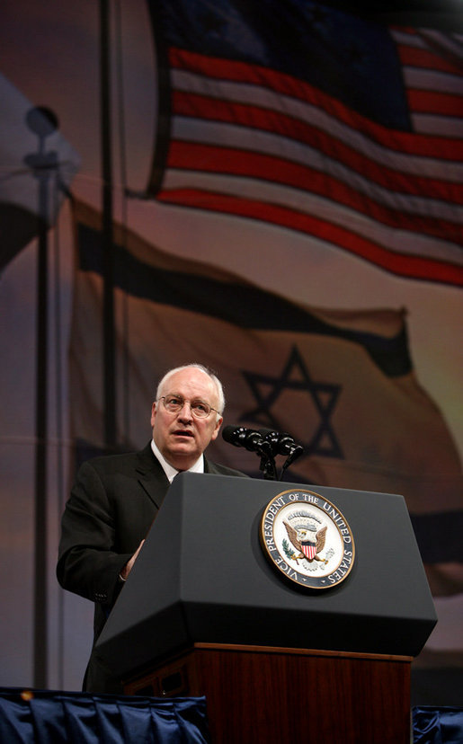 Vice President Dick Cheney delivers the keynote address at the American Israel Public Affairs Committee (AIPAC) 2007 Policy Conference, Monday, March 12, 2007 in Washington, D.C. The conference, organized to strengthen the U.S.-Israel relationship, consists of three days of policy speeches and includes over 6,500 participants from all fifty states. White House photo by David Bohrer