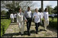 President George W. Bush and Mrs. Laura Bush walk with Mexico's President Felipe Calderon and Mrs. Margarita Zavala upon their arrival Tuesday, March 13, 2007, to Hacienda Temozon in Temozon Sur, Mexico. White House photo by Eric Draper