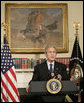 President George W. Bush delivers a statement Monday, March 19, 2007, on the fourth anniversary of the invasion of Iraq. Said the President, "As Iraqis work to keep their commitments, we have important commitments of our own." White House photo by Eric Draper