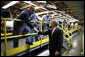 President George W. Bush shakes the hand of an employee at the General Motors Fairfax Assembly Plant Tuesday, March 20, 2007, in Fairfax, Kansas. White House photo by Eric Draper