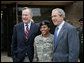 President George W. Bush and his father former President George H.W. Bush stand with Sergeant Shenika Hampton after attending an Easter church service at Fort Hood, Texas, Sunday, April 8, 2007. White House photo by Eric Draper