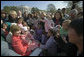 Mrs. Laura Bush poses for pictures with children after reading aloud the children's book, "Duck For President," by Doreen Cronin and Betsy Lewin Monday, April 9, 2007, at the 2007 White House Easter Egg Roll on the South Lawn. White House photo by Shealah Craighead