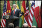President George W. Bush delivers remarks during a ceremony marking Malaria Awareness Day Wednesday, April 25, 2007, in the Rose Garden. "Today, citizens around the world are making a historic commitment to end malaria. In European capitals, parliaments are debating how their governments can help. In Ontario, Canadians are commemorating their first World Malaria Day by raising money for bed nets for Uganda," said President Bush. "Across the continent of Africa, people are teaching their families, friends, and neighbors how to protect themselves from this deadly disease." White House photo by Eric Draper