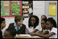 Mrs. Laura Bush talks with fifth-grade students during a Malaria Awareness Day event Wednesday, April 25, 2007, at the Friendship Public Charter School on the Woodridge Elementary and Middle School campus in Washington, D.C. White House photo by Shealah Craighead