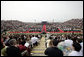 Some of the estimated 10,000 people, including 635 graduates, are in attendance Saturday, April 28, 2007, for the commencement ceremonies at Pepperdine University's Seaver College in Malibu, California. Mrs. Laura Bush delivered the commencement speech to the graduates and also was the recipient of Pepperdine's Honorary Doctor of Laws degree. White House photo by Shealah Craighead