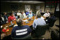 President George W. Bush participates in a briefing Wednesday, May 9, 2007, at the Emergency Operations Center in Greensburg, Kansas, during his visit to the tornado-ravaged area. White House photo by Eric Draper