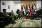 Vice President Dick Cheney meets with Iraqi Lieutenant General Abboud, commanding general for the Baghdad security plan, and Iraqi military officers Wednesday, May 9, 2007, in Baghdad. White House photo by David Bohrer