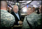 Vice President Dick Cheney greets troops of the 25th Infantry Division and Task Force Lightning Thursday, May 10, 2007 during a rally at Contingency Operating Base Speicher, Iraq. White House photo by David Bohrer