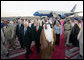 Upon arrival Saturday, May 12, 2007, to King Faisal Air Base in Saudi Arabia Vice President Dick Cheney walks with Saudi Crown Prince Sultan bin Abdulaziz, right, and an interpreter. The visit to Saudi Arabia is the third stop on a five-country trip to the Middle East. White House photo by David Bohrer