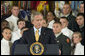 President George W. Bush speaks during the commissioning ceremony for Joint Reserve Officer Training Corps Thursday, May 17, 2007, in the East Room. "Over the years this room has been used for dances, concerts, weddings, funerals, award presentations, press conferences and bill signings," said President Bush. "Today we add another event to the storied legacy of the East Room -- the first Joint ROTC Commissioning Ceremony." White House photo by Joyce Boghosian