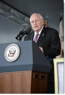 Vice President Dick Cheney delivers the commencement address Saturday, May 26, 2007, during graduation ceremonies at the U.S. Military Academy in West Point, N.Y. The Vice President remarked, "There's a saying here -- that 'much of the history we teach was made by the people we taught.' By training the senior leadership of the Army, this institution has been absolutely critical to fighting and winning America's wars. If there had never been a Long Gray Line, I doubt that America would still be a free nation today." White House photo by David Bohrer