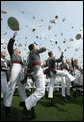 Graduates of the U.S. Military Academy toss their hats in celebration Saturday, May 26, 2007, following commencement ceremonies in West Point, N.Y. White House photo by David Bohrer
