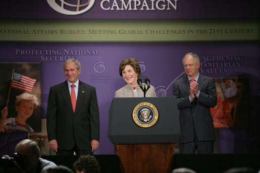 Mrs. Laura Bush delivers remarks about the United States International Development Agenda Thursday, May 31, 2007, at the Ronald Reagan Building and International Center in Washington, D.C. "The eagerness of children to learn, the desire of individuals to provide for themselves and their families, and the longing of mothers to see their babies grow up healthy are universal," said Mrs. Bush. White House photo by Chris Greenberg