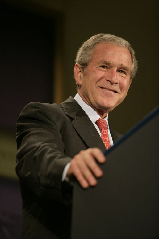 President George W. Bush delivers remarks on the United States International Development Agenda Thursday, May 31, 2007, at the Ronald Reagan Building and International Center in Washington, D.C. "We're blessed to live in the world's most prosperous nation," said the President. "And I believe we have a special responsibility to help those who are not as blessed. It is the call to share our prosperity with others, and to reach out to brothers and sisters in need." White House photo by Shealah Craighead