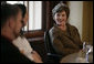 Mrs. Laura Bush smiles as she listens to a participant Wednesday, June 6, 2007, during a roundtable discussion with Fulbright Scholars at the Schwerin Castle in Schwerin, Germany. White House photo by Shealah Craighead