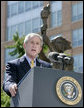 President George W. Bush addresses his remarks Tuesday, June 12, 2007, at the dedication ceremony for the Victims of Communism Memorial in Washington, D.C. President Bush, speaking on the anniversary of President Ronald Reagan’s Berlin Wall speech, said "It’s appropriate that on the anniversary of that speech, that we dedicate a monument that reflects our confidence in freedom’s power." White House photo by Joyce N. Boghosian