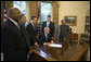President George W. Bush signs H.R. 1676, the Native American Ownership Opportunity Act of 2007, in the Oval Office Monday, June 18, 2007. The act amends the Housing and Community Development Act of 1992 to extend the authorization of appropriations to the Indian Housing Loan Guarantee Fund for loan guarantees for Native American housing. White House photo by Debra Gulbas