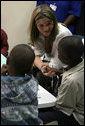 Ms. Jenna Bush visits with young patients at Maputo Central Pediatric Day Hospital Wednesday, June 27, 2007, in Maputo, Mozambique. White House photo by Shealah Craighead