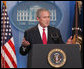 Following an official ribbon cutting President George W. Bush welcomes reporters and photographers back to the newly re-modeled James S. Brady Press Briefing Room, Wednesday, July 11, 2007, at the White House. White House photo by Chris Greenberg