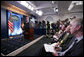 President George W. Bush speaks during a morning news conference Thursday, July 12, 2007, in the James S. Brady Briefing Room of the White House. The President spoke on the fourth phase of the Iraq conflict: Deploying reinforcements and launching new operations to help Iraqis bring security to their people. White House photo by Eric Draper