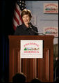 Mrs. Laura Bush addresses her remarks at the Preserve America grants presentation Thursday, July 12, 2007, at the Cannon House Office Building at the U.S. Capitol in Washington, D.C., honoring communities that use their historic assets to educate visitors and local residents about their town's important links to our nation's past. Mrs. Bush also took the occassion to honor the memory of former First Lady Lady Bird Johnson, remembered for her love of America's environment and history. White House photo by Shealah Craighead