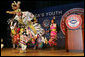 Members of the Three Affiliated Tribes Youth Dance Troupe perform at the Helping America's Youth Fourth Regional Conference in St. Paul, Minn., Friday, August 3, 2007. The dancers, ranging in age from 10 to eighteen, showcased six styles of Plains Powwow Dancing. Each style of dance represents a specific history and tells a story of American Indian culture. A segment of the conference addressed the unique challenges facing tribal youth. White House photo by Chris Greenberg