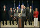 President George W. Bush addresses the press after meeting with his counterterrorism team at the J. Edgar Hoover FBI Building in Washington, D.C., Friday, Aug. 3, 2007. "The people on this team, assembled in this building see the world the way it is, not the way we hope it is," said the President. "And this is a dangerous world because there's an enemy that wants to strike the homeland again." White House photo by Joyce N. Boghosian