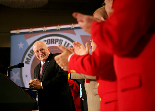 Vice President Dick Cheney receives a welcome, Monday, August 6, 2007, to the 84th National Convention of the Marine Corps League in Albuquerque, N.M. The Marine Corps League is the only federally chartered U.S. Marine Corps-related veterans organization and credits its founding in 1923 to World War I hero, then Major General Commandant John A. Lejeune. White House photo by David Bohrer