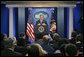 President George W. Bush holds a press conference Thursday, Aug. 9, 2007, in the James S. Brady Press Briefing Room. "Today I'm going to sign into law a bill that supports many of the key elements of the American Competitiveness Initiative," said the President. "This legislation supports our efforts to double funding for basic research in physical sciences." White House photo by Chris Greenberg