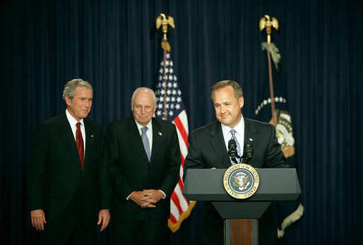 Jim Nussle speaks during his swearing-in ceremony as the Director of the Office of Management and Budget in the Dwight D. Eisenhower Executive Office Building Monday, Sept. 10, 2007. "I believe government spending should be restrained, and I also believe it should be transparent, so that taxpayers could see what results they are getting for their money," said Director Nussle. White House photo by Joyce N. Boghosian