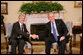 President George W. Bush meets with Portugal's Prime Minister Jose Sócrates in the Oval Office, Monday, Sept. 17, 2007. President Bush congratulated Prime Minister Sócrates, who will serve as President-in-Office of the Council of the European Union for the second half of 2007. White House photo by Eric Draper