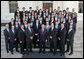President George W. Bush stands with members of Johns Hopkins University Men's Lacrosse Championship Team Friday, Sept. 21, 2007, at the White House during a photo opportunity with the 2006 and 2007 NCAA Sports Champions. White House photo by Eric Draper