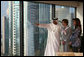 Mrs. Laura Bush takes in a view of Dubai with Her Royal Highness Princess Haya Bint Hussein and Mr. H.E. Obaid Al Tayer, Chairman of the Dubai Chamber of Commerce and Industry, Monday, Oct. 22, 2007, in Dubai, United Arab Emirates. White House photo by Shealah Craighead