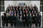 President George W. Bush stands amidst recipients of the 2006 Presidential Early Career Awards for Scientists and Engineers during a photo opportunity Thursday, Nov. 1, 2007, on the North Portico of the White House. Established in 1996, PECASE represents the highest honor that any young scientist or engineer can receive in the United States. White House photo by Chris Greenberg