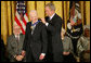 President George W. Bush awards the Presidential Medal of Freedom to economist and Nobel Laureate Gary S. Becker Monday, Nov. 5, 2007, in the East Room. "His pioneering analysis of the interaction between economics and such diverse topics as education, demography, and family organization has earned him worldwide respect and a Nobel Prize," said the President. White House photo by Eric Draper