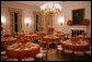 Decorated candlelit tables are seen in the State Dining Room of the White House Tuesday, Nov. 6, 2007, for the dinner in honor of French President Nicolas Sarkozy. White House photo by Shealah Craighead