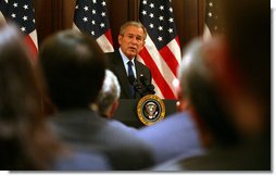 President George W. Bush delivers remarks at the White House Forum on International Trade and Investment Tuesday, Nov. 6, 2007, in the Dwight D. Eisenhower Executive Office Building in Washington, D.C. White House photo by Joyce N. Boghosian