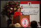 Mrs. Laura Bush delivers remarks during the naming ceremony for the Laura W. Bush Institute for Women's Health Wednesday, Nov. 7, 2007, in Amarillo, Texas. "You're committed to reaching West Texas populations that may not have had access to health care -- like minorities, immigrants, low-income and rural patients, and the elderly," said Mrs. Bush. "You're encouraging the next generation of doctors and scientists to devote their talents to women's health." White House photo by Shealah Craighead