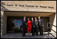 Mrs. Bush shakes hands with Chancellor Kent Hance, Texas Tech University System, as she stands with Dr. Marjorie Jenkins, Erin Thurston and Dr. John Baldwin in front of the Laura W. Bush Institute for Women's Health at TTU, Amarillo Campus Wednesday, Nov. 7, 2007, in Amarillo, Texas. White House photo by Shealah Craighead