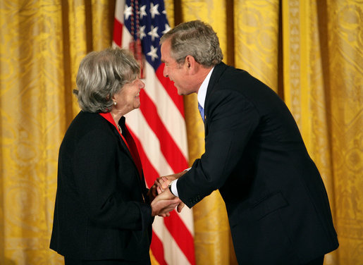 President George W. Bush presents the 2007 National Humanities Medal to scholar Ruth R. Wisse of Cambridge, Mass., Thursday, Nov. 15, 2007, in the East Room. White House photo by Eric Draper