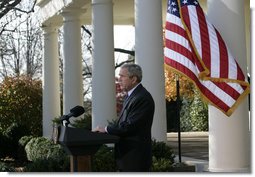 President George W. Bush delivers a statement on the budget Monday, Dec. 3, 2007, in the Rose Garden of the White House. White House photo by Eric Draper