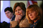 Mrs. Laura Bush listens to panel members during her participation is a roundtable discussion on the special needs of military youth and families Wednesday, Dec. 5, 2007, at the Learning Center at Andrews Air Force Base in Maryland. White House photo by Joyce N. Boghosian