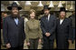 Mrs. Laura Bush joins Rabbi Mendel Minkowitz, left, Rabbi Hillel Baron and Rabbi Binyomin Taub, right, during the koshering of the White House kitchen Monday, Dec. 10, 2007, in anticipation of Monday night's lighting of the Menorah and Hanukah reception. White House photo by Chris Greenberg
