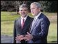 President George W Bush welcomes President Abdullah Gul to the White House Tuesday, Jan. 8, 2008, as they meet with the press during a photo opportunity. Said the President, "Turkey is a strategic partner of the United States. Relations between the United States and Turkey are important for our country. And we have worked hard to make them strong." White House photo by Eric Draper