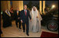President George W. Bush and King Abdullah bin Abdul Al-Aziz arrive at the Guest Palace in Riyadh Monday, Jan. 14, 2007, after the President's arrival in Saudi Arabia. White House photo by Eric Draper